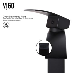 VIGO VG03007MB Duris Brass Bathroom Single Handle Seven Layer Plated Lavatory Vessel Faucet with Matte Black Finish for Vessel Sink