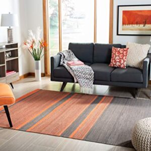 SAFAVIEH Kilim Collection Area Rug - 9' x 12', Dark Grey & Orange, Handmade Flat Weave Wool, Ideal for High Traffic Areas in Living Room, Bedroom (KLM952C)