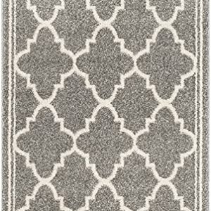 SAFAVIEH Amherst Collection Accent Rug - 2'6" x 4', Dark Grey & Beige, Moroccan Trellis Design, Non-Shedding & Easy Care, Ideal for High Traffic Areas in Entryway, Living Room, Bedroom (AMT422R)