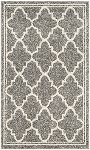 SAFAVIEH Amherst Collection Accent Rug - 2'6" x 4', Dark Grey & Beige, Moroccan Trellis Design, Non-Shedding & Easy Care, Ideal for High Traffic Areas in Entryway, Living Room, Bedroom (AMT422R)