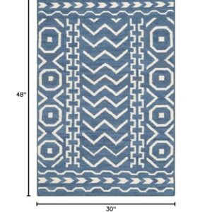 SAFAVIEH Dhurries Collection 2'6" x 4' Dark Blue/Ivory DHU572A Handmade Flatweave Premium Wool Accent Rug