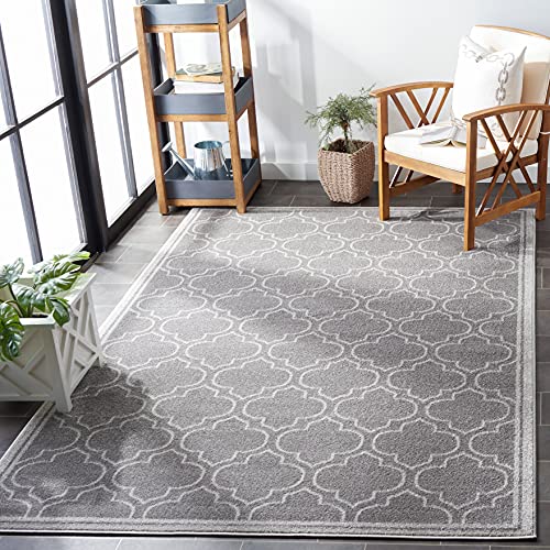 SAFAVIEH Amherst Collection Area Rug - 10' x 14', Grey & Light Grey, Moroccan Geometric Design, Non-Shedding & Easy Care, Ideal for High Traffic Areas in Living Room, Bedroom (AMT412C)