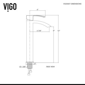 VIGO VG03007MB Duris Brass Bathroom Single Handle Seven Layer Plated Lavatory Vessel Faucet with Matte Black Finish for Vessel Sink