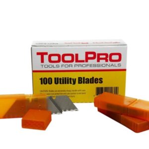 ToolPro Premium Utility Blades - 100 Pack, High Carbon Steel Replacement Blades for Utility Knives, Great for Crews & Large Projects