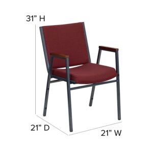 Flash Furniture 4 Pack HERCULES Series Heavy Duty Burgundy Patterned Fabric Stack Chair with Arms