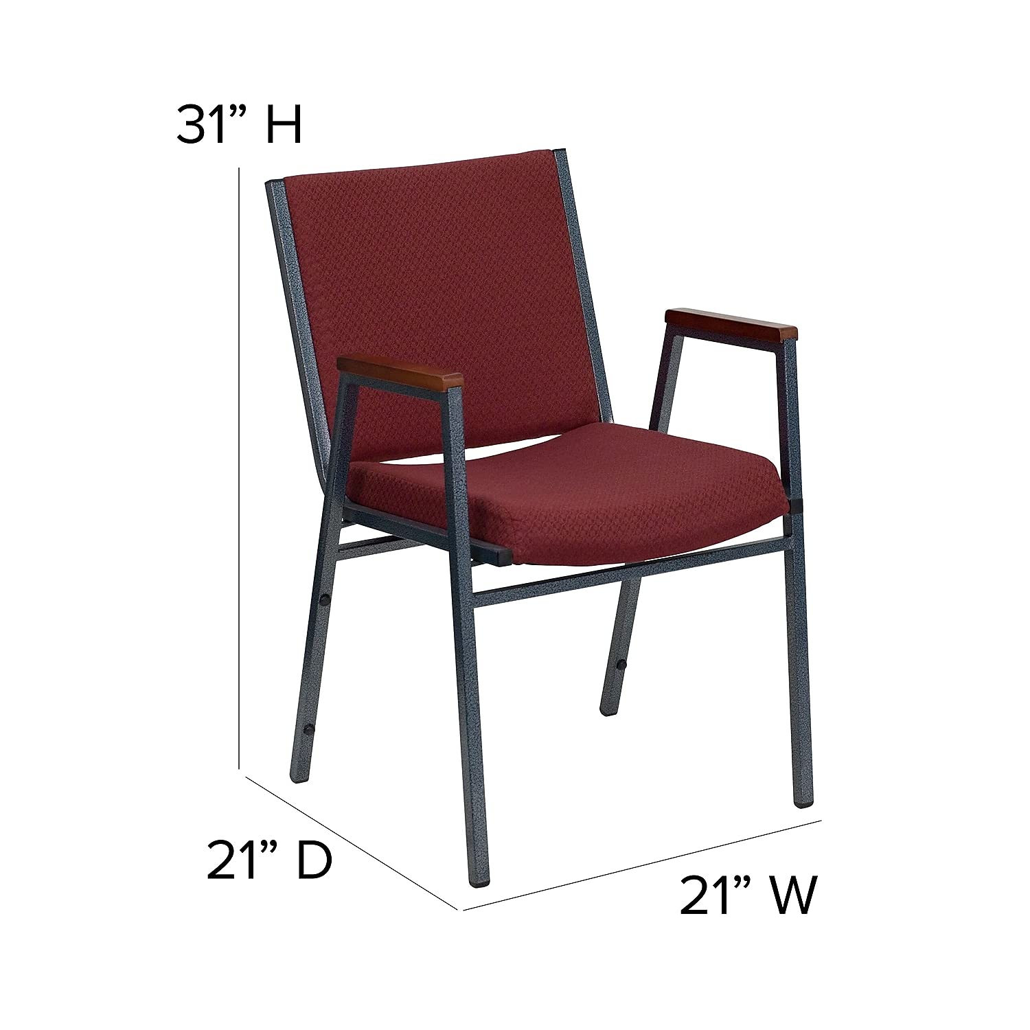 Flash Furniture 4 Pack HERCULES Series Heavy Duty Burgundy Patterned Fabric Stack Chair with Arms