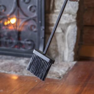 Plow & Hearth 5 Piece Hand Forged Iron Compact Fireplace Tool Set | Poker | Tongs | Shovel | Broom | Hearth Accessory| Black Finish | 10.25" x 20"H