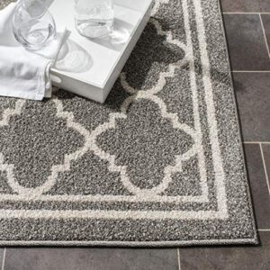 SAFAVIEH Amherst Collection Accent Rug - 2'6" x 4', Dark Grey & Beige, Moroccan Trellis Design, Non-Shedding & Easy Care, Ideal for High Traffic Areas in Entryway, Living Room, Bedroom (AMT422R)