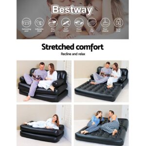 Bestway 75054 Multipurpose Sofa, 188 x 152 x 64 cm, PVC, Black, 74 x 60 x 25 inch