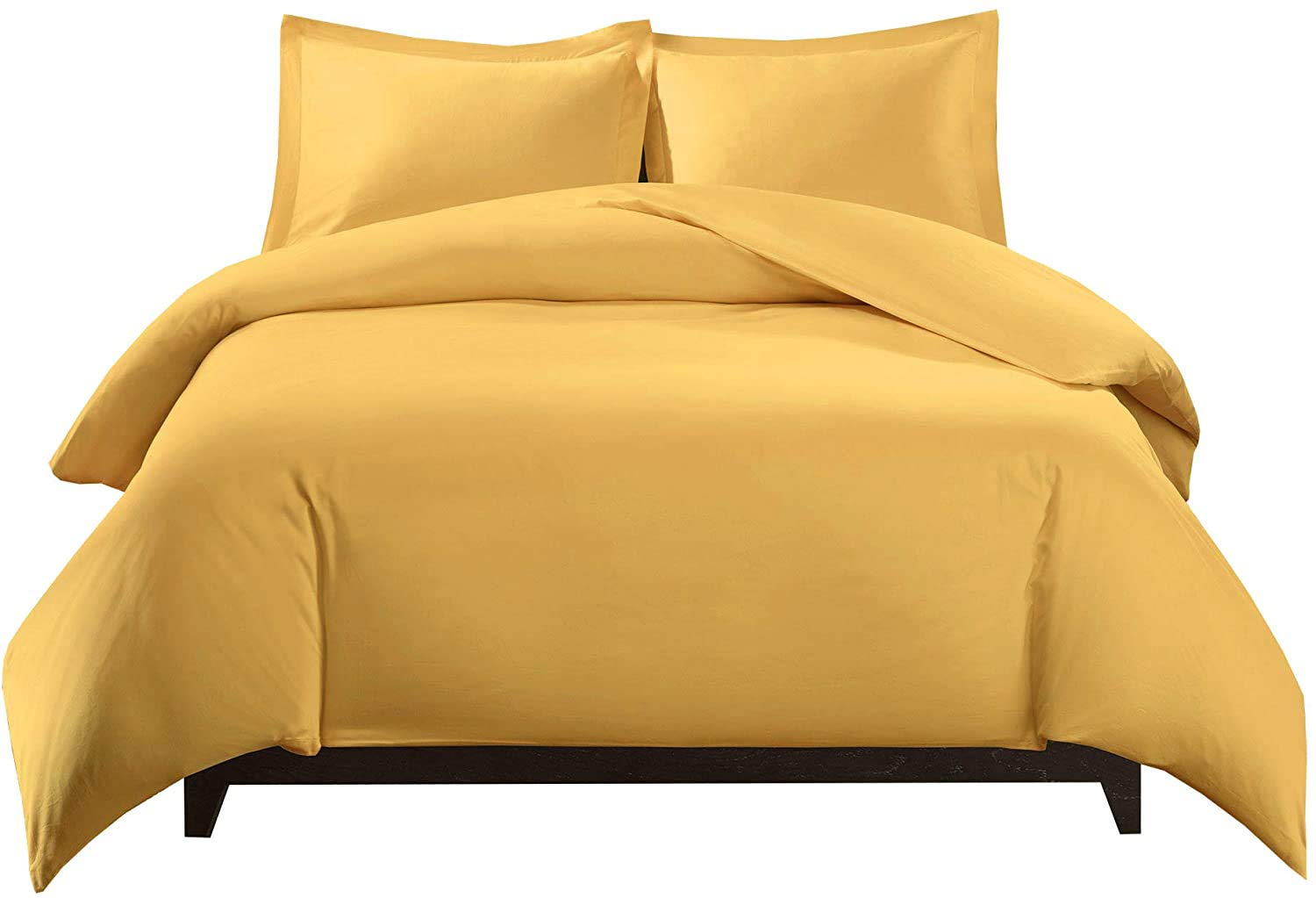 Royal Tradition Silky Soft Viscose from Bamboo Full/Queen 3PC Duvet Cover Set, Gold, Cool and Breathable Comforter Covers