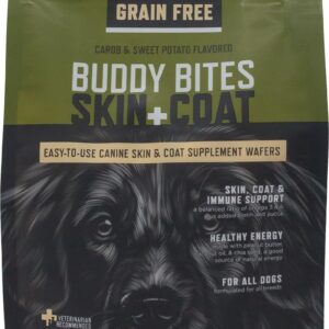 Majesty's Grain-Free Buddy Bites Skin and Coat Wafers for Medium / Large Dogs - Superior Skin, Coat, and Immune Support Supplement - Carob and Sweet Potato Flavored - 56 Count (Up To 8 Week Supply)