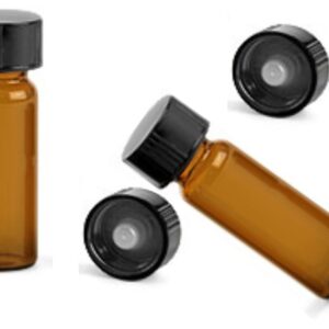 MagnaKoys® 1 Dram 0.06 oz Amber Glass Vials with Black Phenolic Cone Lined Caps for Essential Oils & Liquids (pack of 3)