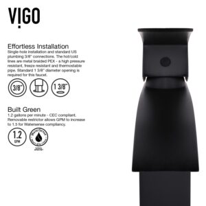 VIGO VG03007MB Duris Brass Bathroom Single Handle Seven Layer Plated Lavatory Vessel Faucet with Matte Black Finish for Vessel Sink