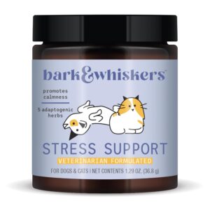 bark & whiskers stress support for dogs & cats, 1.29 oz. (36.8 g), 5 adaptogenic herbs, promotes calmness, veterinarian formulated, non-gmo, dr. mercola