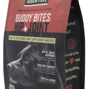 Majesty's Grain-Free Buddy Bites Hip and Joint Wafers for Medium / Large Dogs - Superior Support Supplement - Carob and Sweet Potato Flavored - 56 Count (Up To 8 Week Supply)