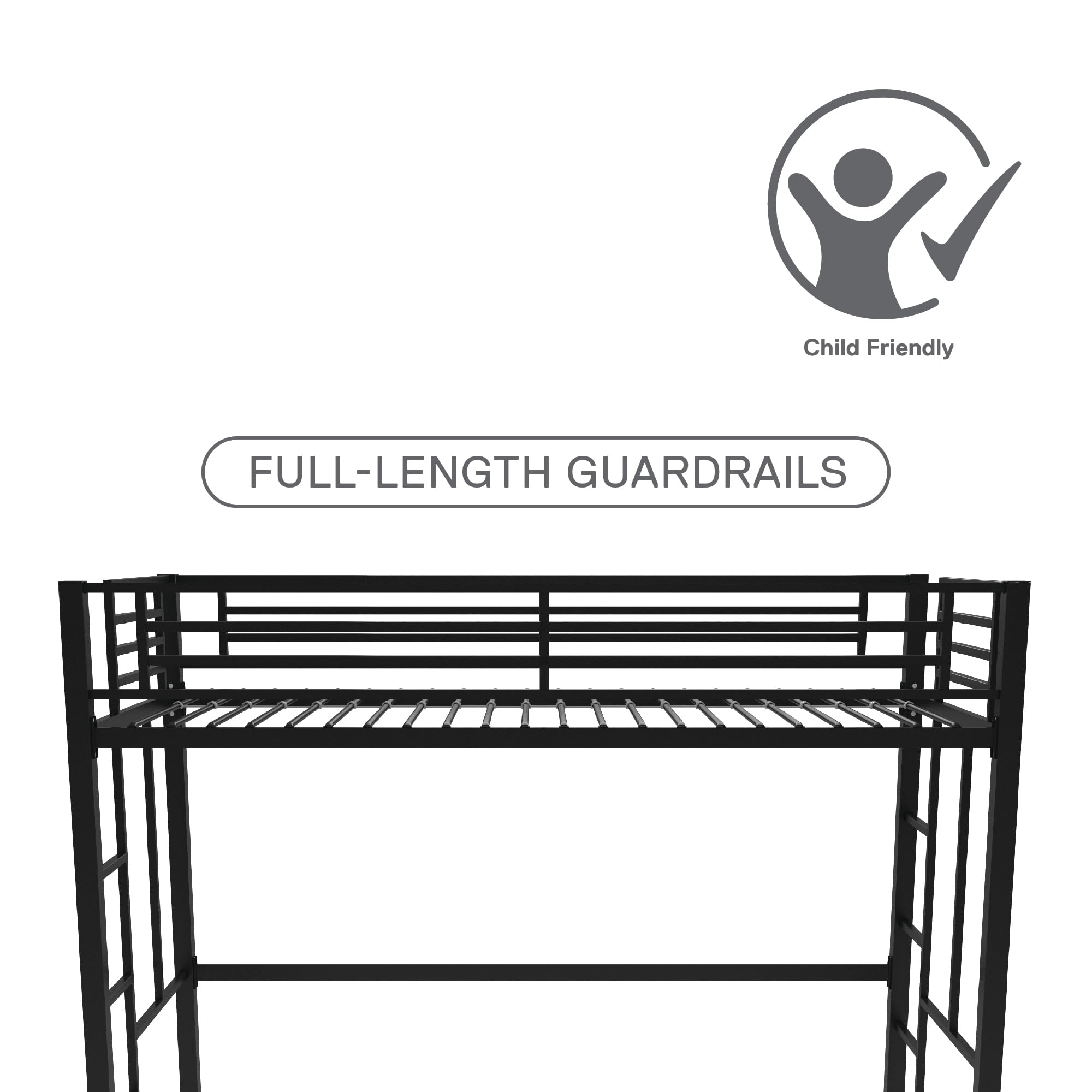 DHP Brian Twin Metal Loft Bed, Black