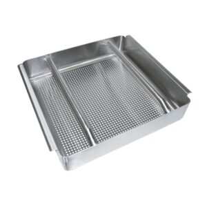 bk resources commercial stainless steel pre-rinse basket with rack, 20" x 20", fits 20"l x 20"w x 5"h deep pre-rinse bowl