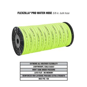 Flexzilla Pro Water Hose, Bulk Plastic Spool, 5/8 in. x 250 ft., Heavy Duty, Lightweight, ZillaGreen - HFZ58250YW