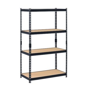 edsal 36"w x 18"d x 60"h four-shelf steel shelving, black