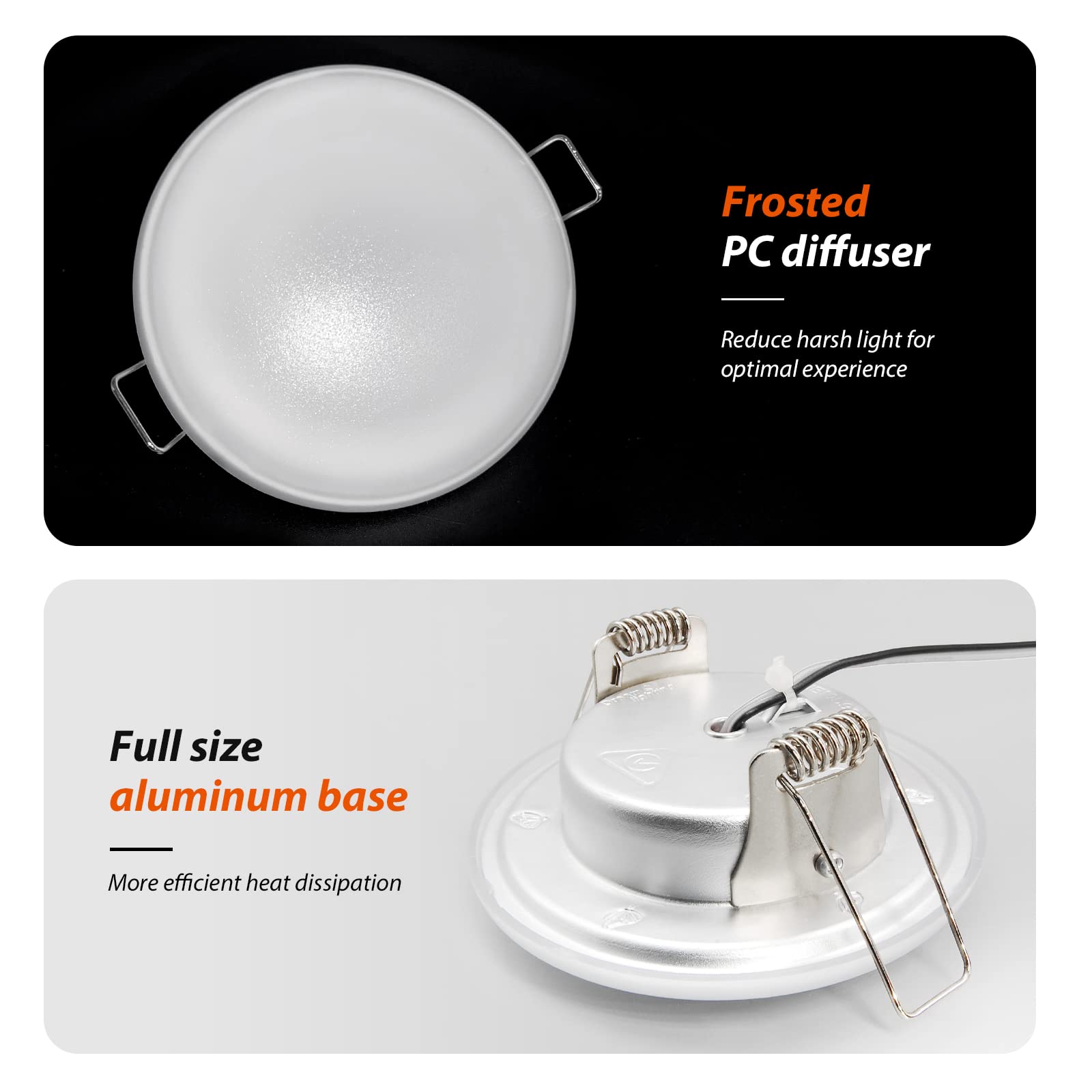 Dream lighting 12volt RV LED Interior Light Recessed Dome Ceiling Light with Springs Soft White Lighting-3500K, 4.5inch