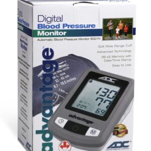 ADC 6021N Advantage Automatic Digital Blood Pressure Monitor with Storage Case, BHS AA Rated, Wide-Range Adult Navy Upper-Arm BP Cuff