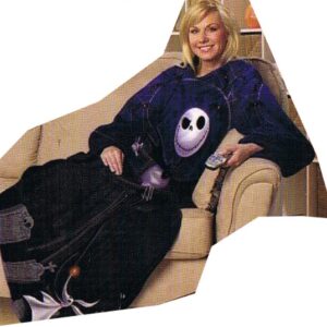 Disney The Nightmare Before Christmas Comfy Blanket with Sleeves ~ Jack Skellington & Zero ~ Unisex Adult Size