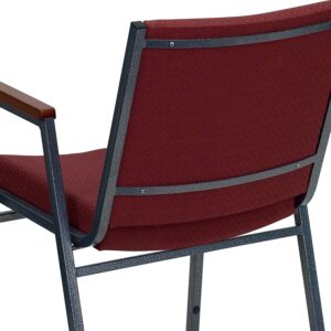 Flash Furniture 4 Pack HERCULES Series Heavy Duty Burgundy Patterned Fabric Stack Chair with Arms