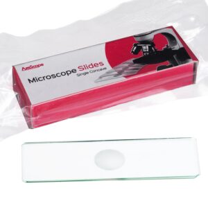 amscope bs-c12 microscope slides single depression concave pack of 12, clear