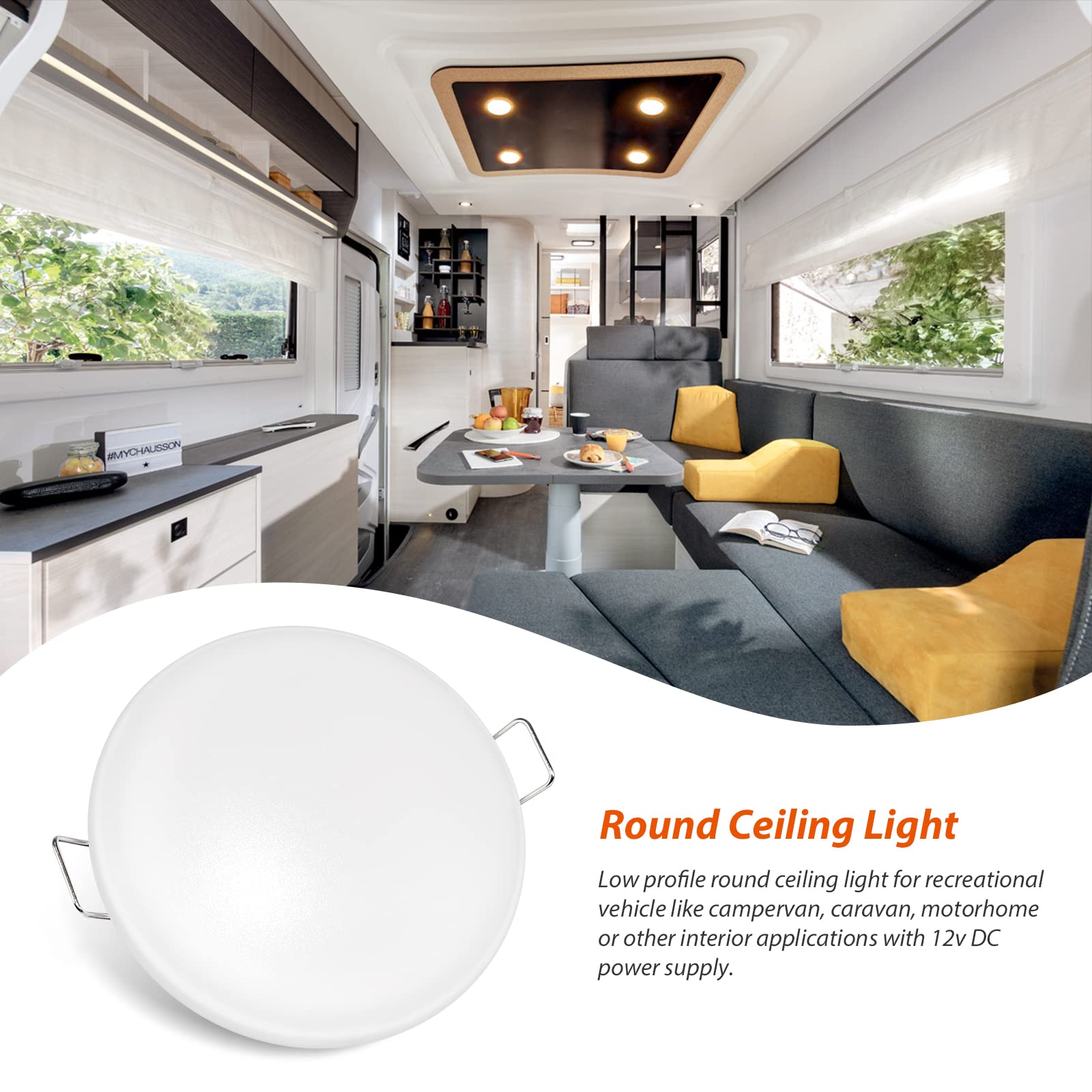 Dream lighting 12volt RV LED Interior Light Recessed Dome Ceiling Light with Springs Soft White Lighting-3500K, 4.5inch