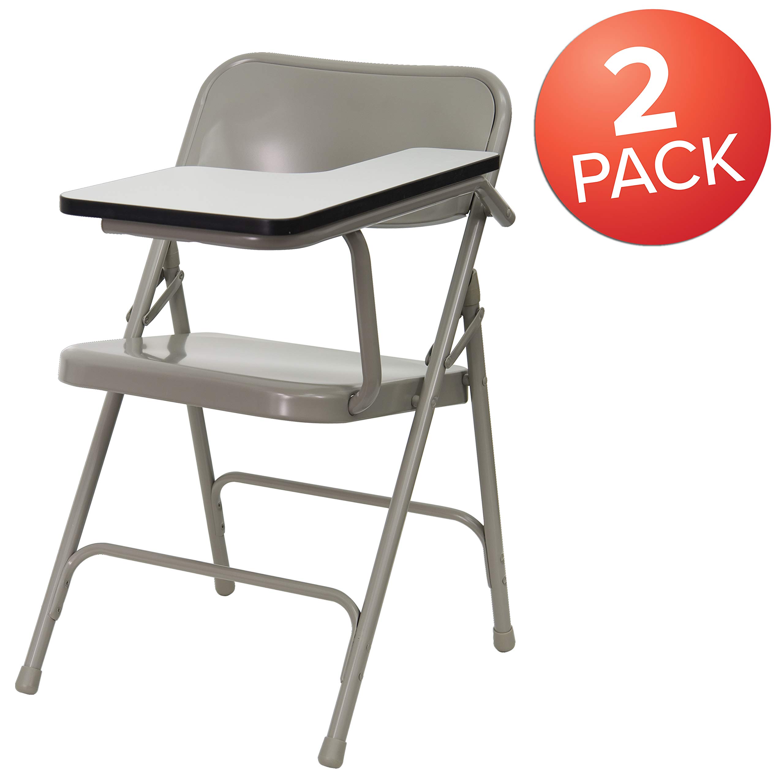 Flash Furniture Rutherford 2 Pack Premium Steel Folding Chair with Left Handed Tablet Arm