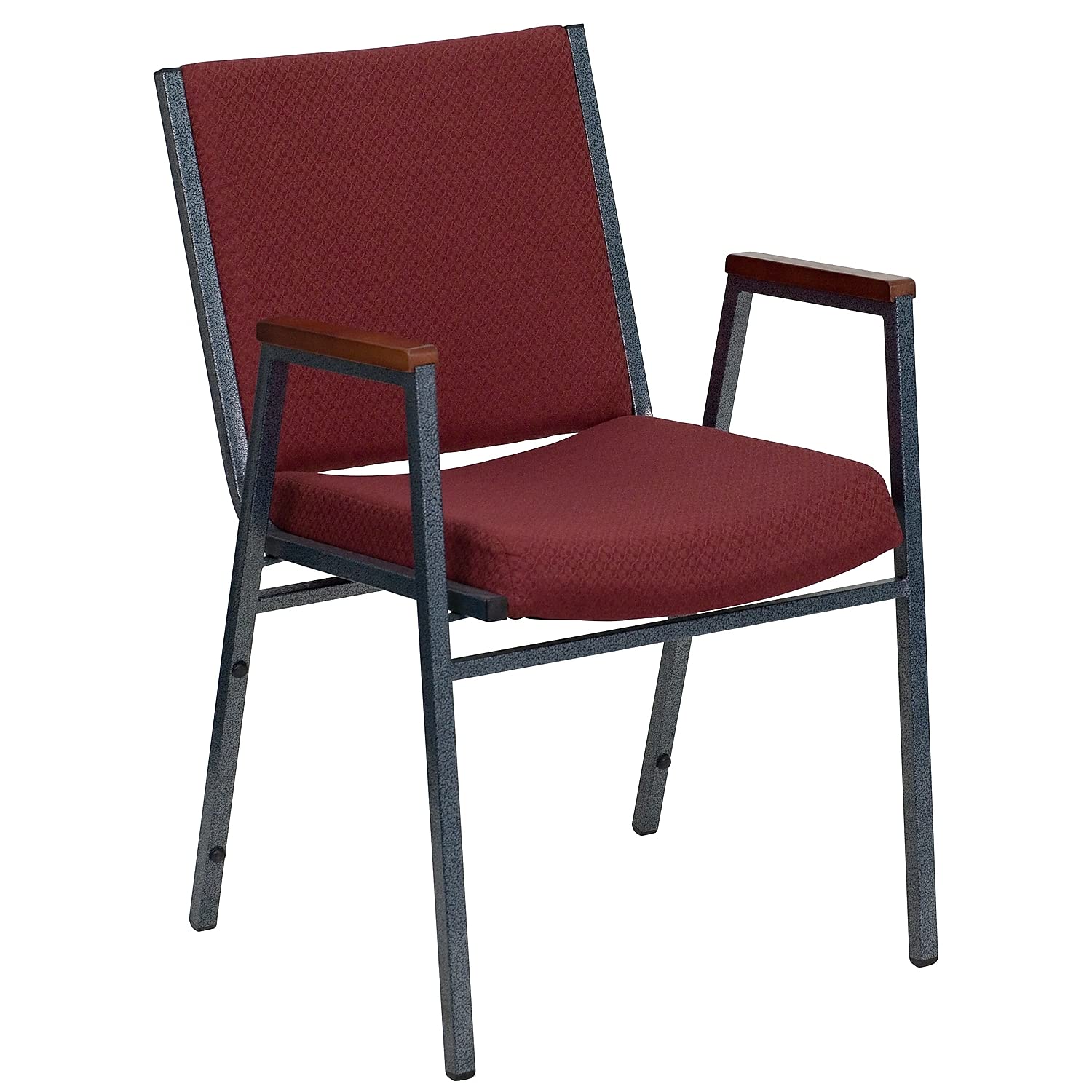 Flash Furniture 4 Pack HERCULES Series Heavy Duty Burgundy Patterned Fabric Stack Chair with Arms