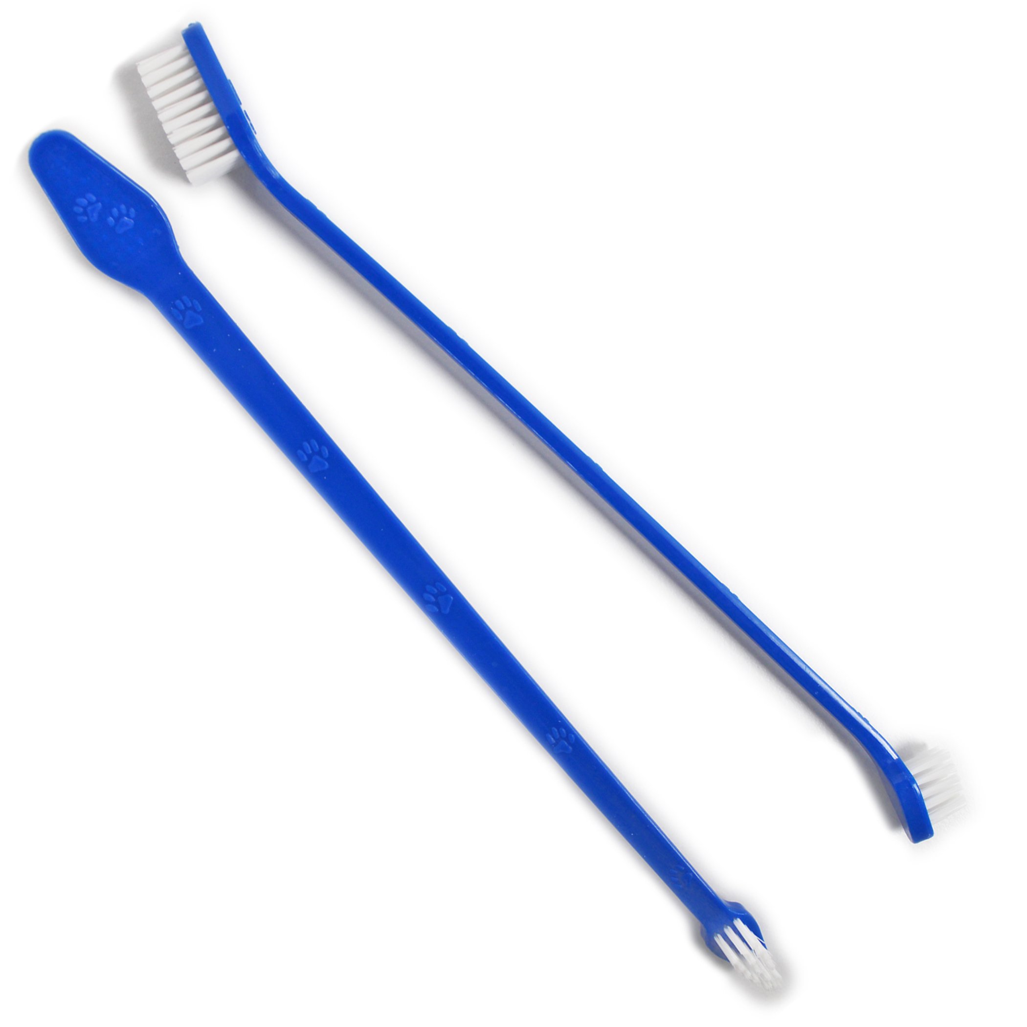 Duke's Pet Products Two-Piece Dog Toothbrush Set: Double Sided Canine Dental Hygiene Brushes with Long 8 1/2" Handles and Super Soft Bristles, Blue