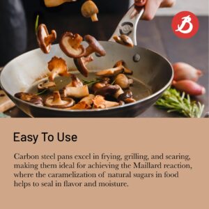 De Buyer MINERAL B Pro Carbon Steel Fry Pan - 8” - Ideal for Searing, Sauteing & Reheating - Naturally Nonstick - Made in France