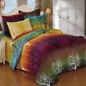 Swanson Beddings Rainbow Tree 3pc Duvet Bedding Set: Duvet Cover and Two Pillow Shams (Queen)