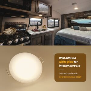 Dream lighting 12volt RV LED Interior Light Recessed Dome Ceiling Light with Springs Soft White Lighting-3500K, 4.5inch