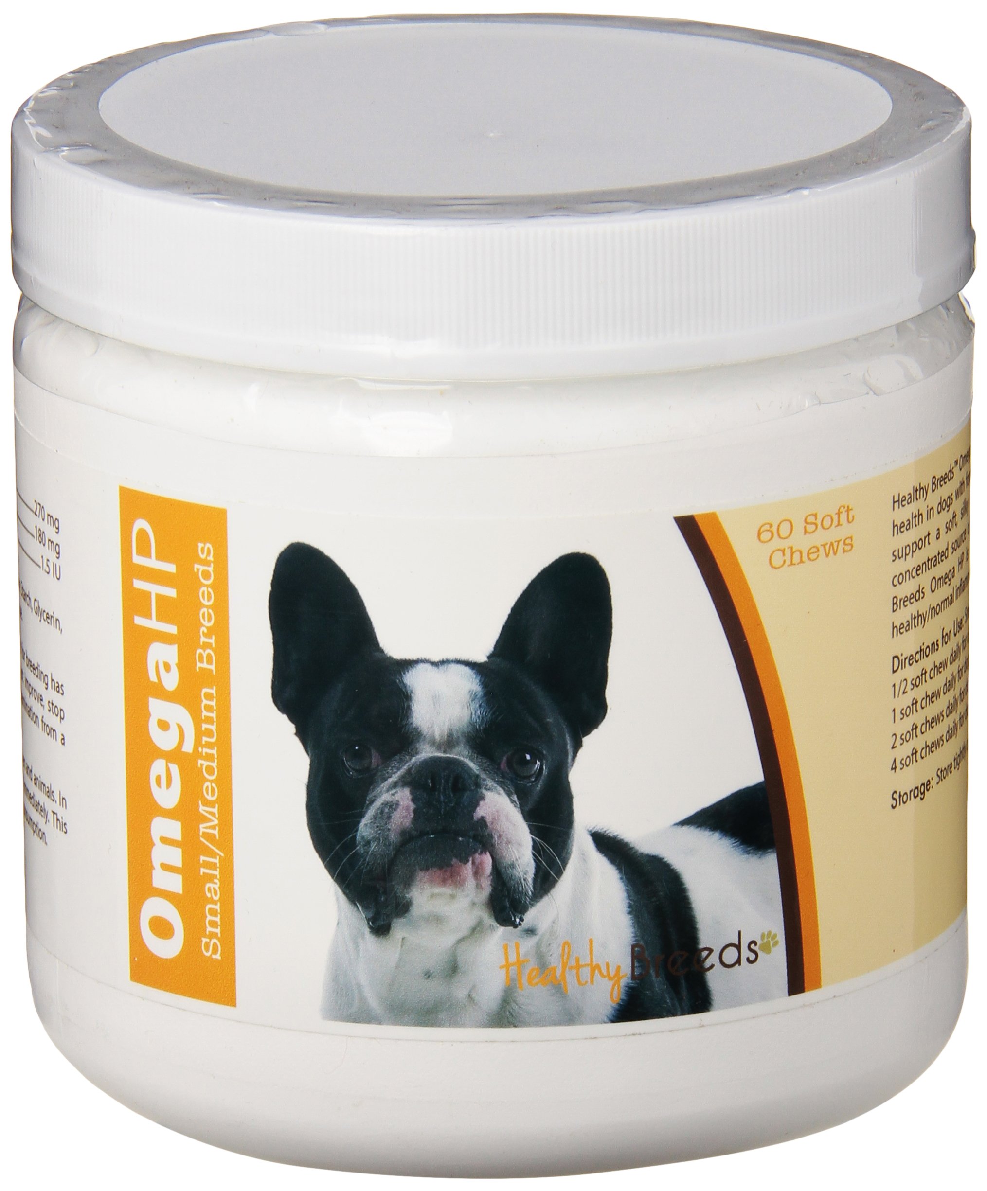 Healthy Breeds French Bulldog Omega HP Fatty Acid Skin and Coat Support Soft Chews 60 Count