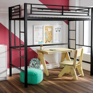 DHP Brian Twin Metal Loft Bed, Black