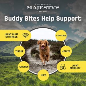 Majesty's Grain-Free Buddy Bites Hip and Joint Wafers for Medium / Large Dogs - Superior Support Supplement - Carob and Sweet Potato Flavored - 56 Count (Up To 8 Week Supply)