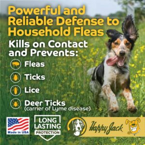 Happy Jack Flea and Tick Powder for Dogs & Puppies, Flea Powder for Carpets, Flea Treatment & Control, Kills Fleas, Ticks & Lice, Odorless & Non-Staining, Dust on Sleeping Quarters & Furniture (5 oz)