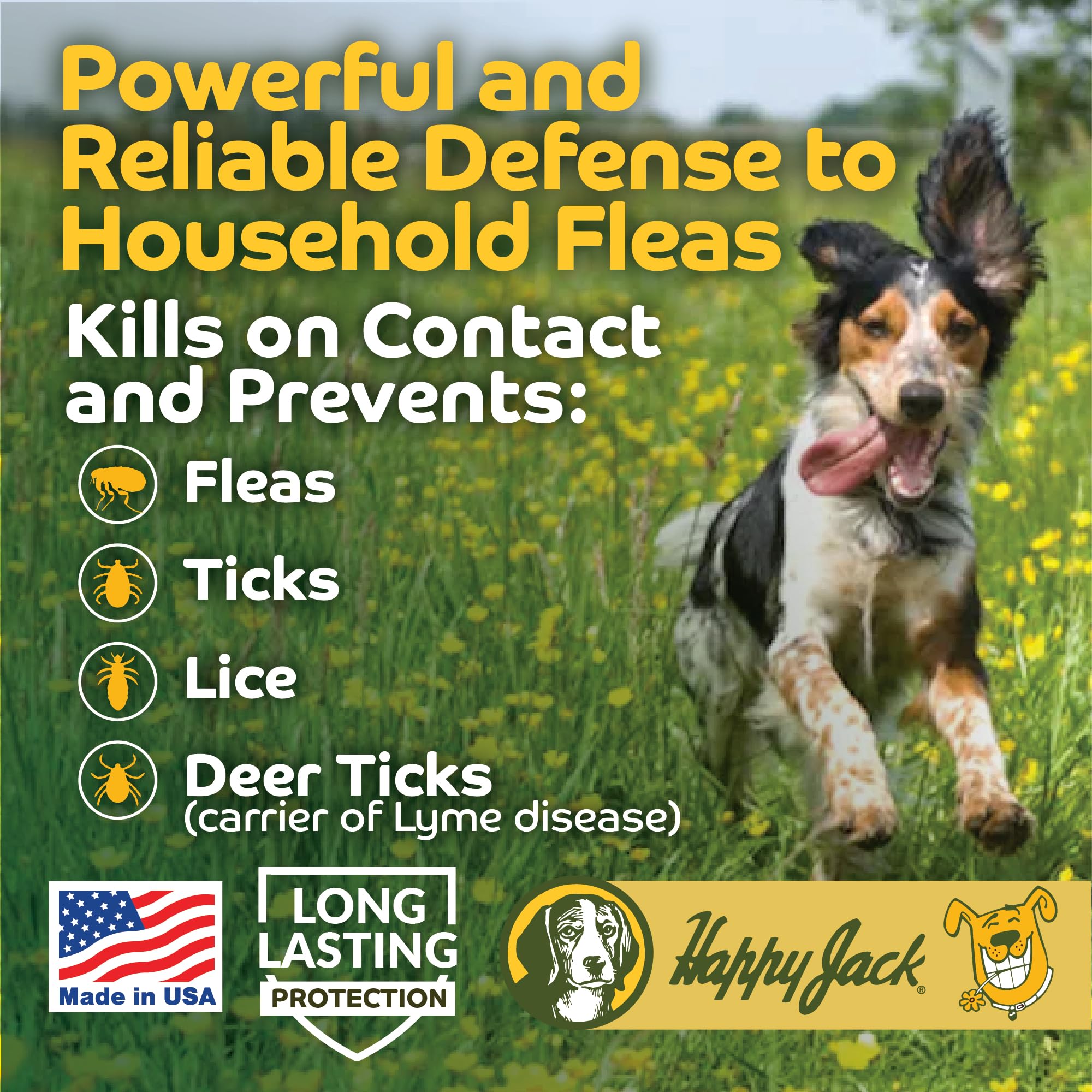 Happy Jack Flea and Tick Powder for Dogs & Puppies, Flea Powder for Carpets, Flea Treatment & Control, Kills Fleas, Ticks & Lice, Odorless & Non-Staining, Dust on Sleeping Quarters & Furniture (5 oz)