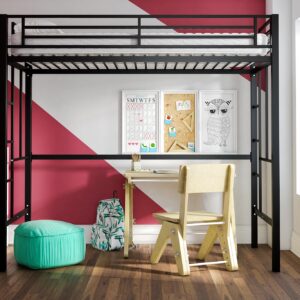 DHP Brian Twin Metal Loft Bed, Black