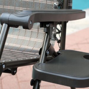 Oversized Zero Gravity Chair with Sunshade and Drink Tray - Black and Tan