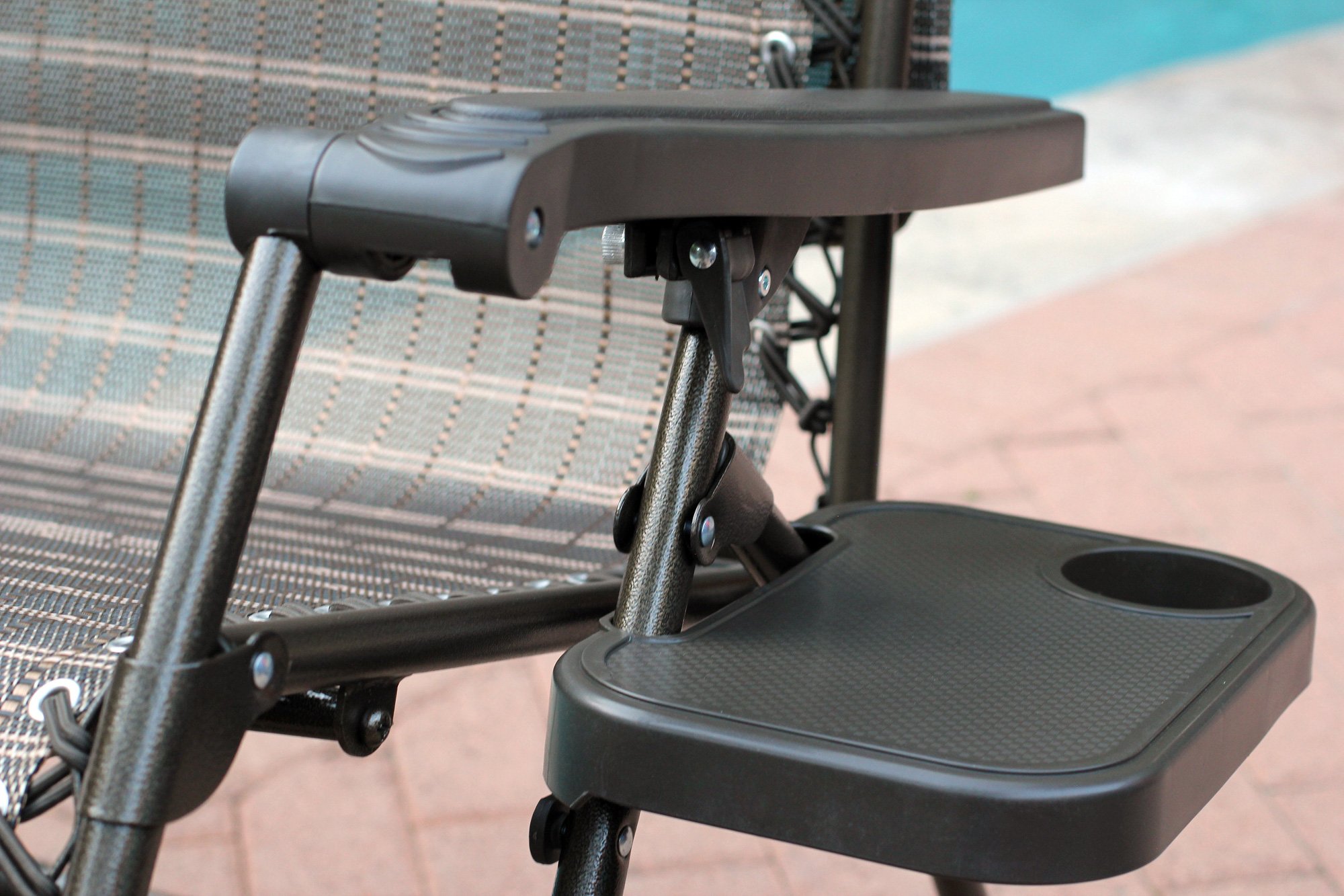 Oversized Zero Gravity Chair with Sunshade and Drink Tray - Black and Tan