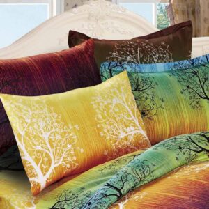 Swanson Beddings Rainbow Tree 3pc Duvet Bedding Set: Duvet Cover and Two Pillow Shams (Queen)