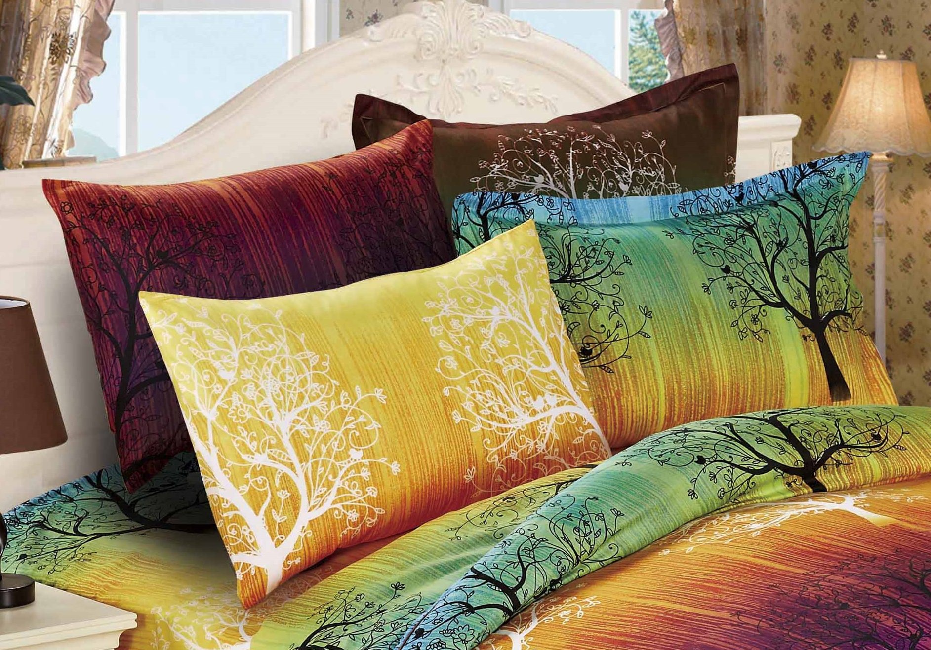 Swanson Beddings Rainbow Tree 3pc Duvet Bedding Set: Duvet Cover and Two Pillow Shams (Queen)