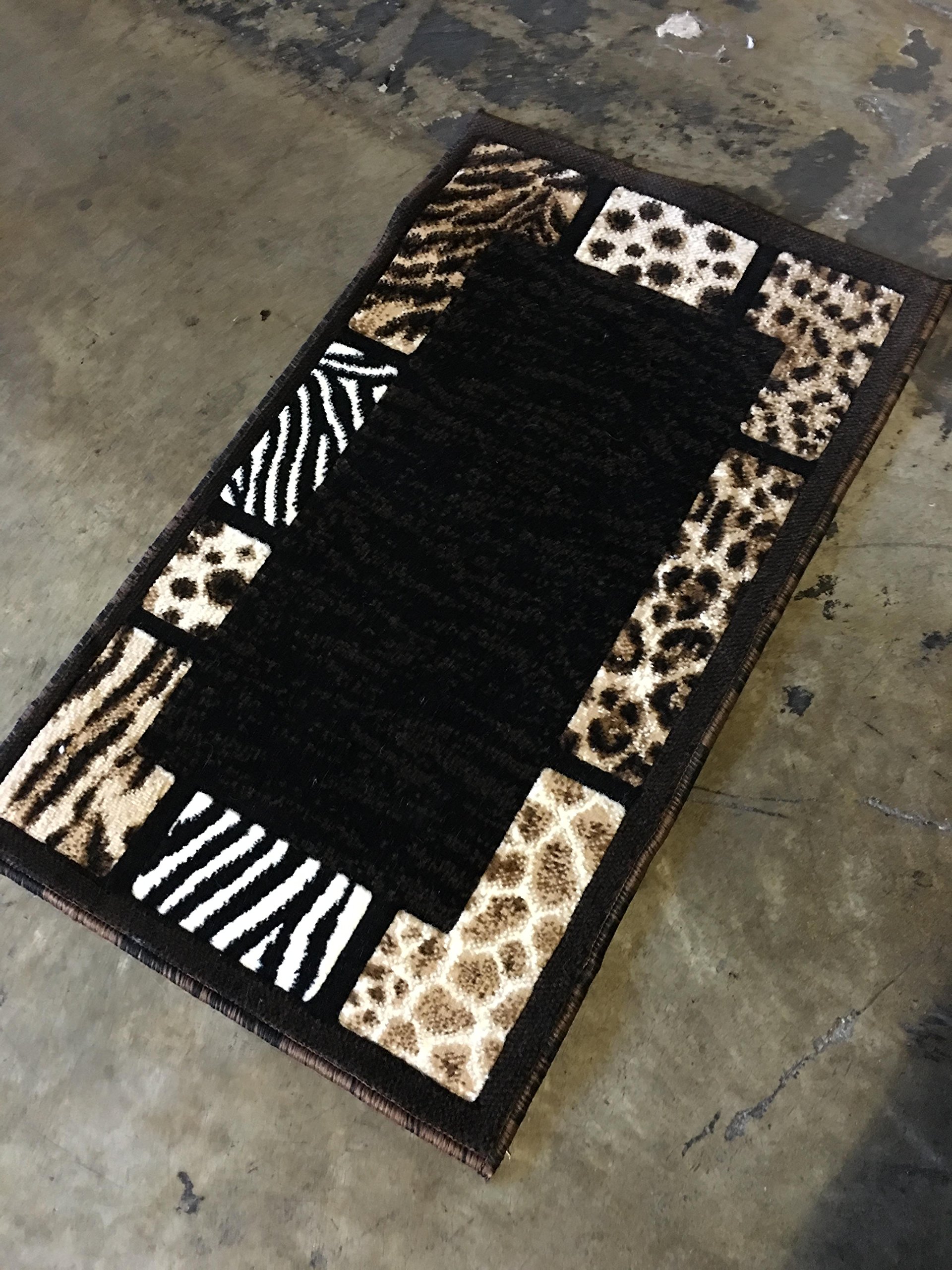 Masada Rugs Animal Skin Leopard Border Door Mat Rug Black Design 73 Skinz (2 Feet X 3 Feet 4 Inch