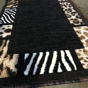 Masada Rugs Animal Skin Leopard Border Door Mat Rug Black Design 73 Skinz (2 Feet X 3 Feet 4 Inch