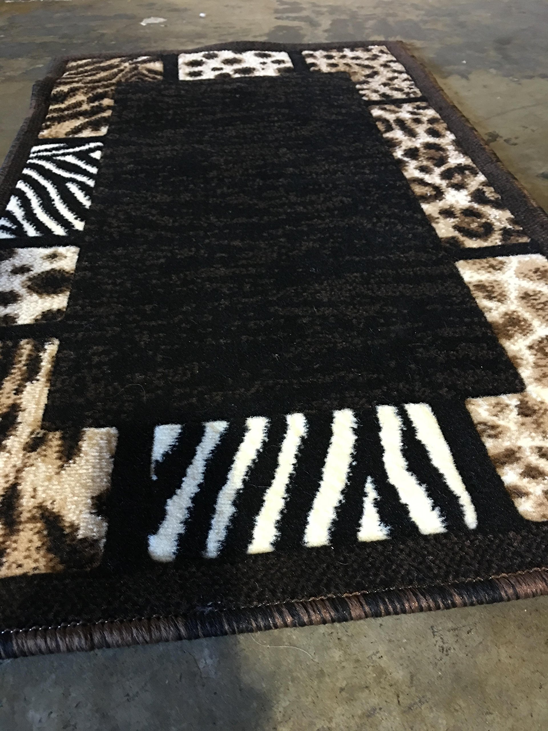 Masada Rugs Animal Skin Leopard Border Door Mat Rug Black Design 73 Skinz (2 Feet X 3 Feet 4 Inch