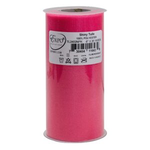 expo international shiny 6-inch tulle spool, 25-yard, neon pink