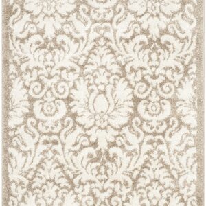 SAFAVIEH Amherst Collection Accent Rug - 3' x 5', Wheat & Beige, Floral Damask Design, Non-Shedding & Easy Care, Ideal for High Traffic Areas in Entryway, Living Room, Bedroom (AMT427S)